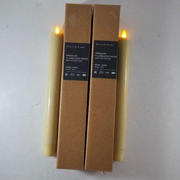 Pottery Barn Premium Flameless Taper Candles Lot Of 2 Natural 8” FLAW - Picture 3 of 13